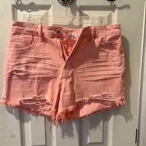 Stylish Pink Distressed Jean Shorts